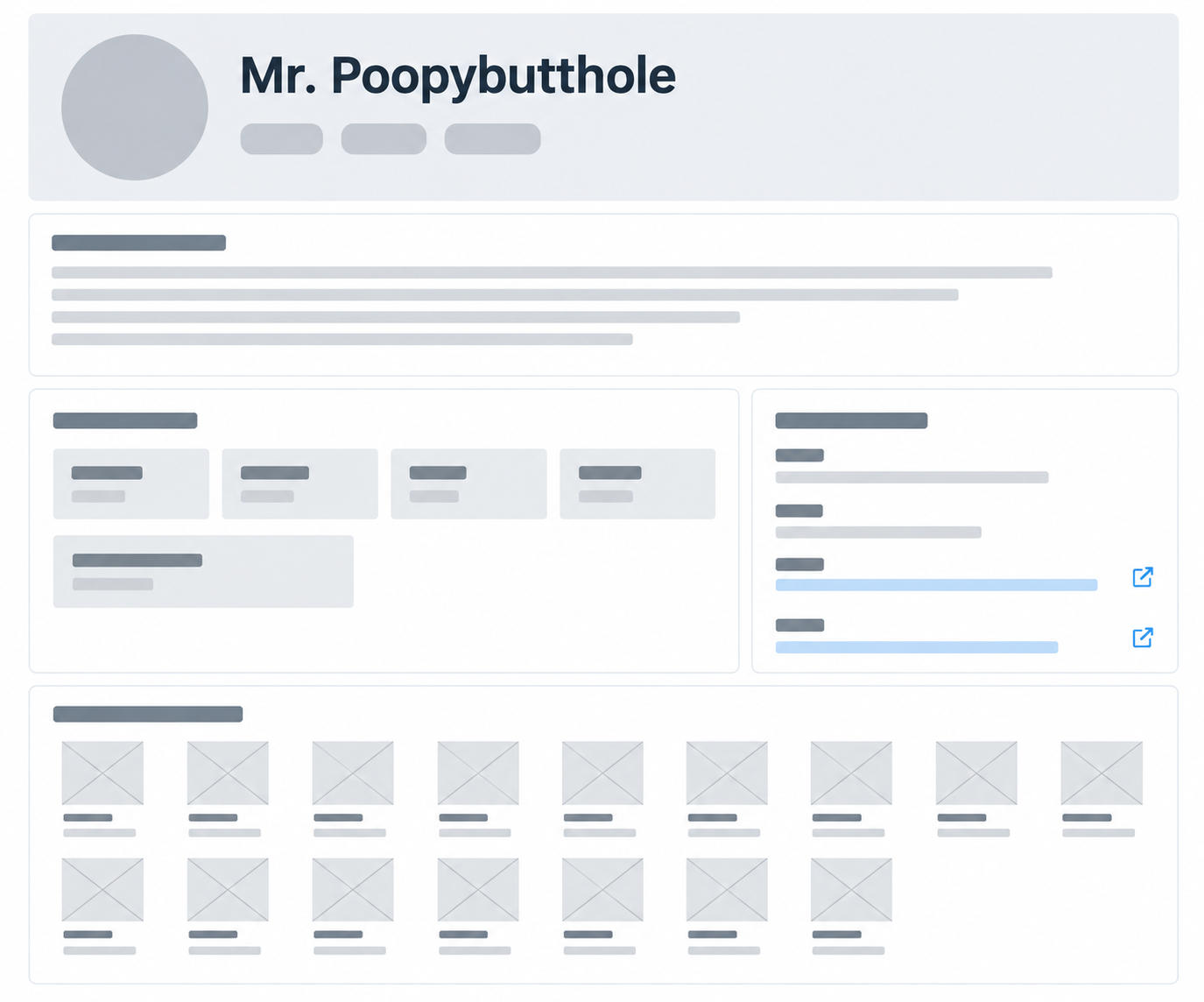 Wireframe for character profiling in the Rick and Migraty project.