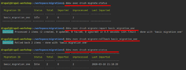 Drupal Basic Migration Commands