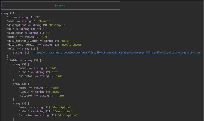 Drupal Devel Output first part
