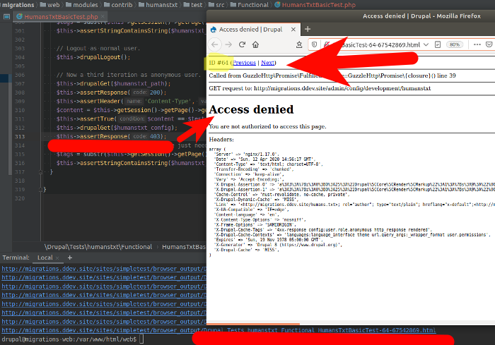 Executing test from the Humans.txt Contrib Module